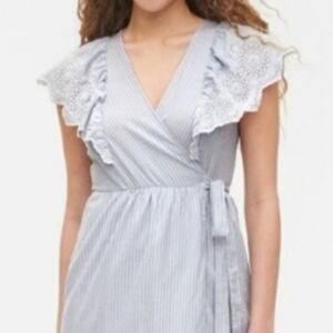 🆕️ GAP Cotton FLUTTER SLEEVE MIDI WRAP DRESS Med